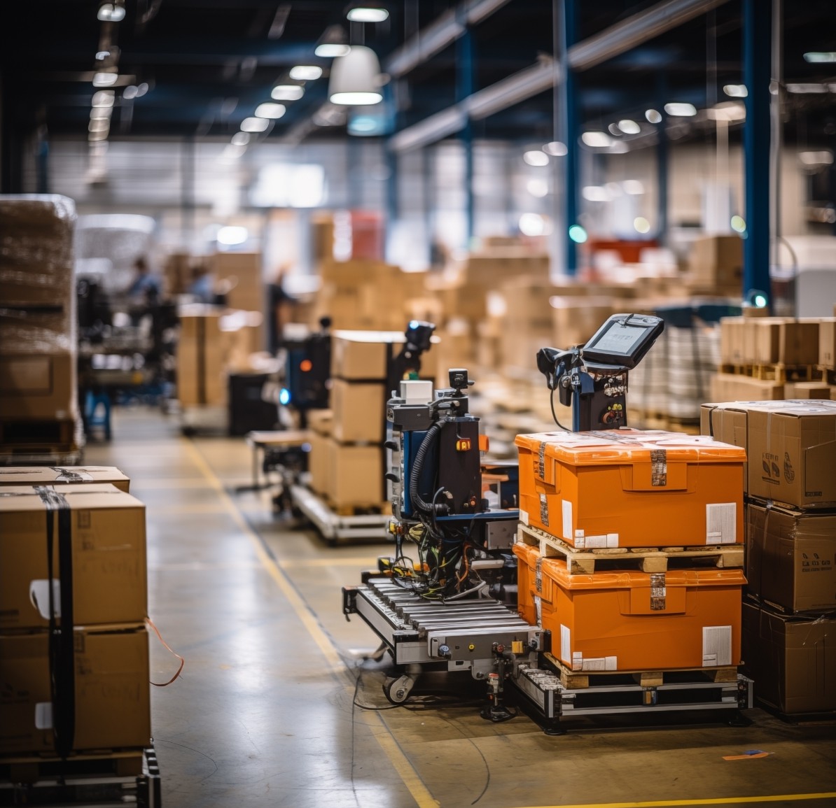 High-speed packaging line with automated conveyors and sensor integration by Enginia Energie to maximize product throughput